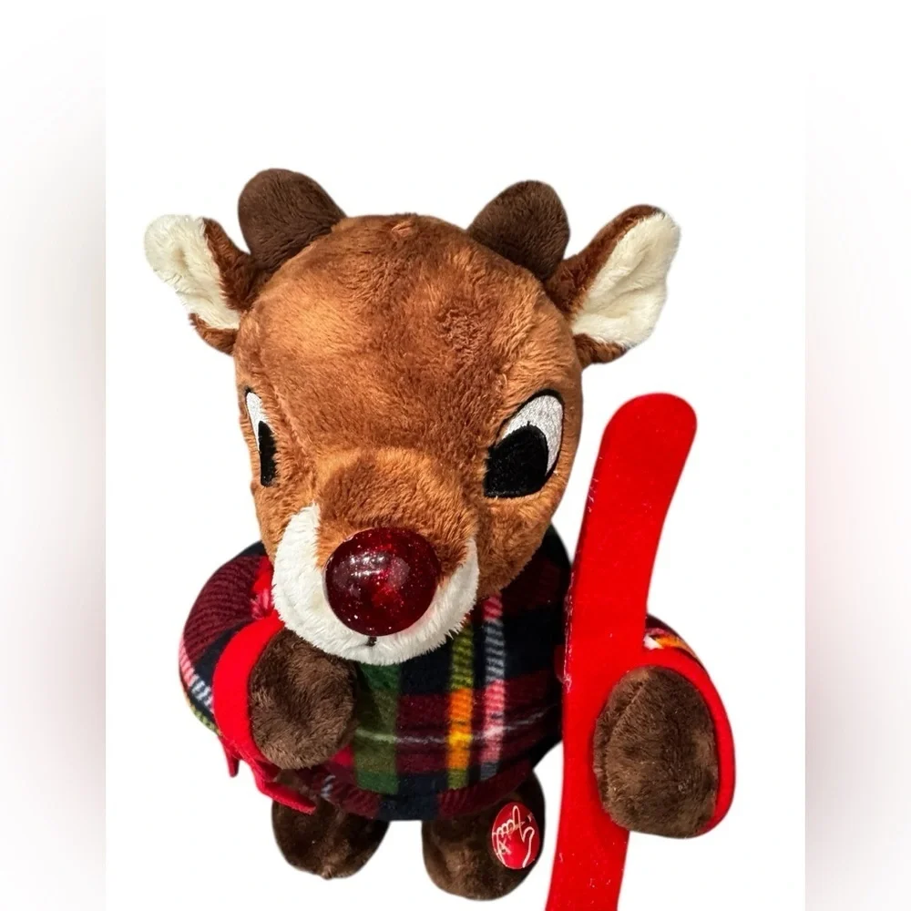 Rudolph Reindeer 14” Animated Singing Walking Plaid W/ Skis Dan Dee
